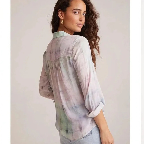 Bella Dahl Tie-dye High/low Button Down Shirt In Etheral Pastel size Small - Picture 2 of 13